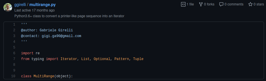 Printer-styled range in Python:  a case study